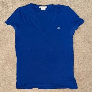 Lacoste Blue Fitted Cap Sleeve T-Shirt